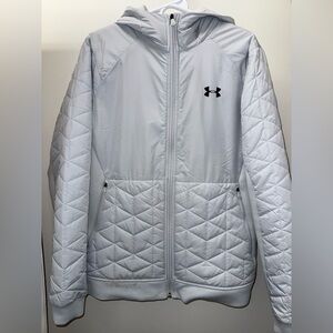 SOLD-  Under Armour Cold Gear Reactor Hybrid Hooded White Zip Jacket